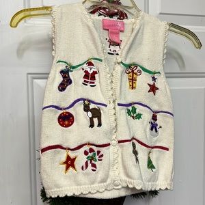 J. Khaki Kids Sweater Vest  Embroidered Christmas